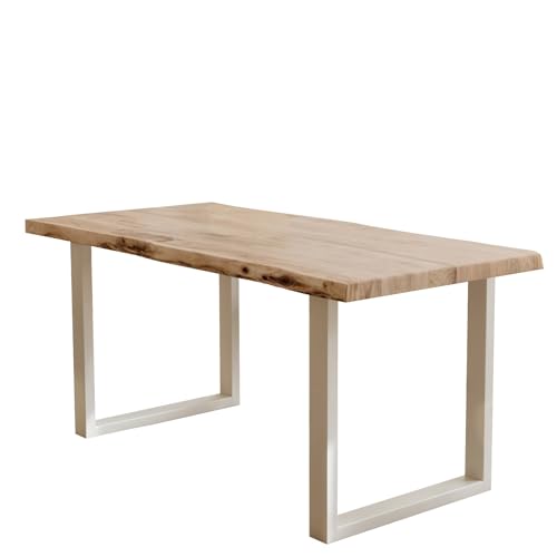 Liadomo Esstisch 160x85 Kopenhagen Natur, Baumkantentisch, Akazie Massivholz Tisch, 50mm Tischplatte lackiert, Robust & Pflegeleicht, Unikat, U-Gestell Metall weiß Liadomo Esstisch 160x85 Kopenhagen Natur, Baumkantentisch, Akazie Massivholz Tisch, 50mm Tischplatte lackiert, Robust & Pflegeleicht, Unikat, U-Gestell Metall weiß von Liadomo