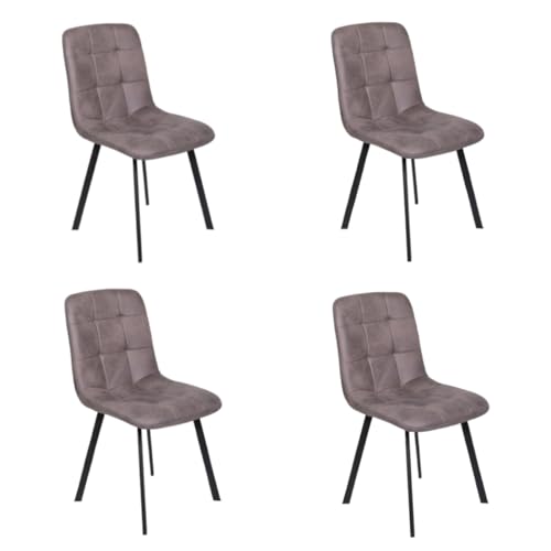 Liadomo Polsterstuhl Lissabon, Esszimmerstuhl, Textilbezug in Grau, Leder-Optik, Sitzfläche und Rückenlehne mit Steppung, 4-Fuß-Metallgestell schwarz, 4er Set Liadomo Polsterstuhl Lissabon, Esszimmerstuhl, Textilbezug in Grau, Leder-Optik, Sitzfläche und Rückenlehne mit Steppung, 4-Fuß-Metallgestell schwarz, 4er Set von Liadomo
