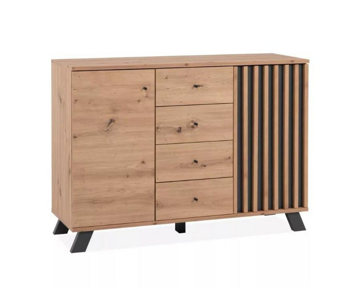 Liadomo Sideboard Fedan, Eichefarben, Dekor anthrazit, Türen, Schubladen, Lamellenoptik Liadomo Sideboard Fedan, Eichefarben, Dekor anthrazit, Türen, Schubladen, Lamellenoptik von Liadomo
