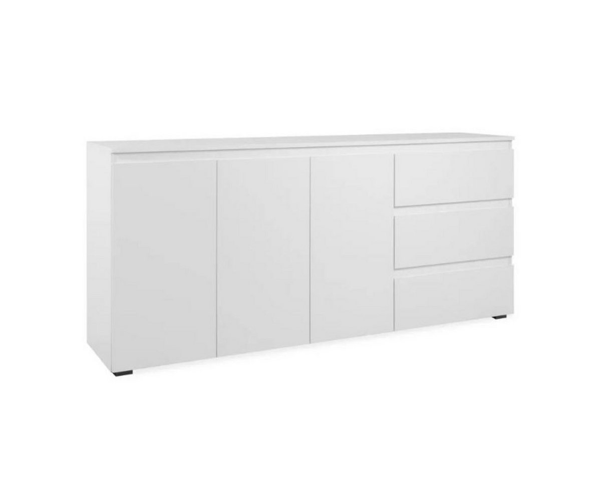 Liadomo Sideboard Femie, Dekor weiß, drei Türen, drei Schubladen, Griffmulden, grifflos Liadomo Sideboard Femie, Dekor weiß, drei Türen, drei Schubladen, Griffmulden, grifflos von Liadomo