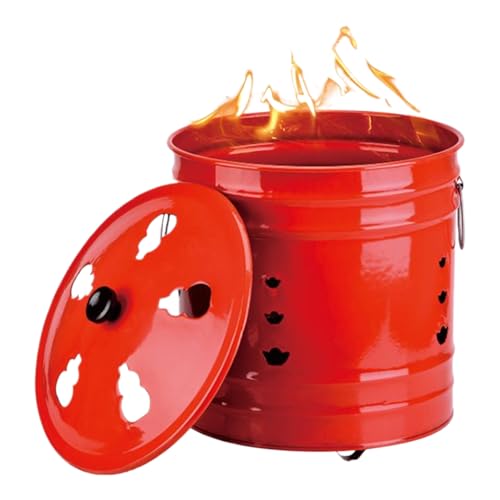 Liakyunf Brenntonne mit Deckel – Feuertonne mit ergonomischem Griff | funkensichere Eimerschale für Hinterhof, Innenbereich, Strand, Veranda, Balkon, Camping, Gartendeck von Liakyunf