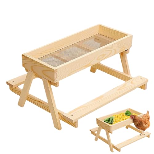 Liakyunf Hühnerfutterautomat | Outdoor-Futterstation Für Enten Und Eichhörnchen | Holz-Design Ständer Für Hühnerstall Enten Freilandhaltung Geflügel Nutztiere Truthahn Bodenfütterung von Liakyunf