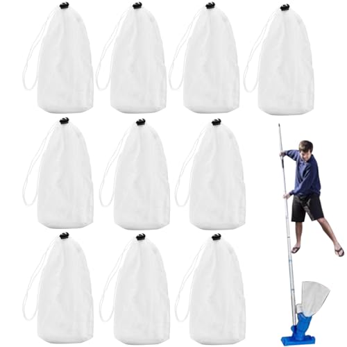 Liakyunf Pool Vacuum Mesh Filter Beutel,Ersatz-Meshbeutel Für Poolstaubsauger - 10 Stück Wiederverwendbare Nylon Beutel Mit Schnürverschluss Für Teiche Wasser Sand Schmutz von Liakyunf