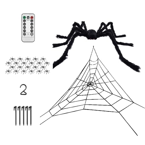 Liakyunf Spinnennetz Deko | Spinnennetze Deko Halloween - Großformatige LED Leuchtspinne Für Fenster Balkon Tür Vorgarten Deko Halloween Dekoration Partyzubehör Liakyunf Spinnennetz Deko | Spinnennetze Deko Halloween - Großformatige LED Leuchtspinne Für Fenster Balkon Tür Vorgarten Deko Halloween Dekoration Partyzubehör von Liakyunf