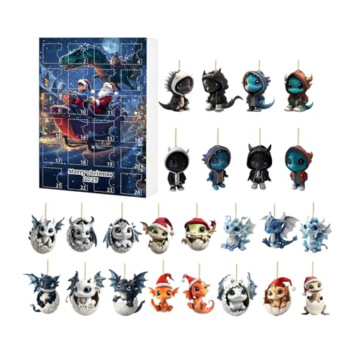 Liakyunf Weihnachts Countdown Ornament,Advents Kalender Flacher Countdown | 24 Tage Acryl Deko Mit Figuren Für Schreibtisch Wand Baum Büro Familie Jugend Kinder Erwachsene von Liakyunf