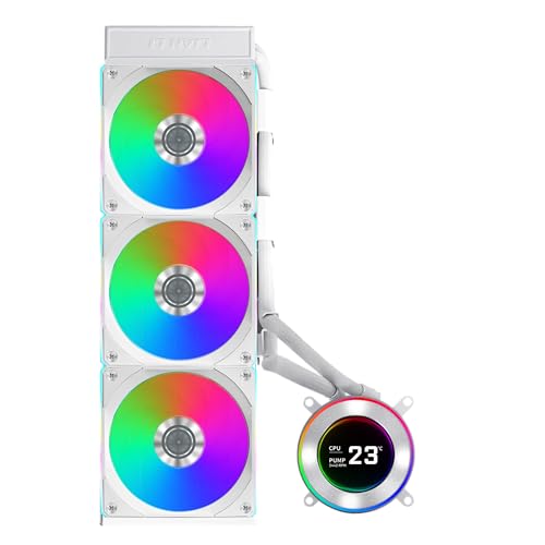 Lian Li Hydroshift II 360 CL RGB Liquid CPU-Kühler – 360 mm AIO – 3 x 120 RGB-Lüfter – 5,3 cm IPS-LCD-Bildschirm – 3 Steuermodi – flexible Röhrenklemme – LGA 1851/1700, AMD AM5/AM4 – Weiß (HS2LCD36RW) von Lian Li