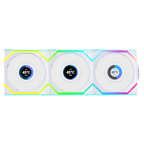 Lian Li UNI FAN SL Wireless LCD 120 ARGB White 3er-Pack | Gehäuselüfter von LIAN LI