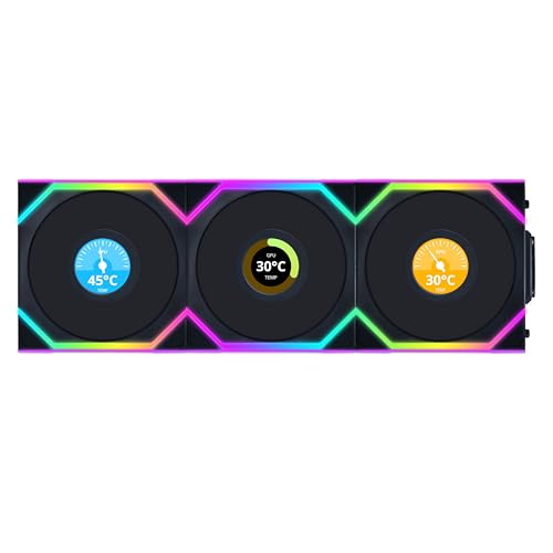 Lian Li UNI FAN SL Wireless LCD Lüfter, ARGB, PWM, 3er-Pack inkl. Controller - 120 mm, schwarz von Lian Li
