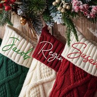 Christmas Stockings With Name, Custom Knitted Family Stocking, Personalized Embroidered Stocking, 2024 Decor Gift von Lianetze
