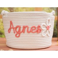 Personalized Handmade Baby Basket, Baby Shower Gifts Basket, Custom Basket With Name, Baby Toy Storage von Lianetze