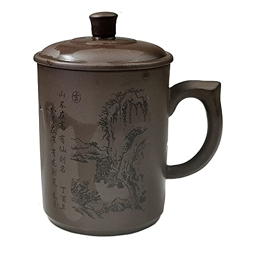 Lila Sand Ton Teetasse 500 ml Chinesische Zisha Teetassen Griff Lippe Tassen (schwarz) von Liang baobao