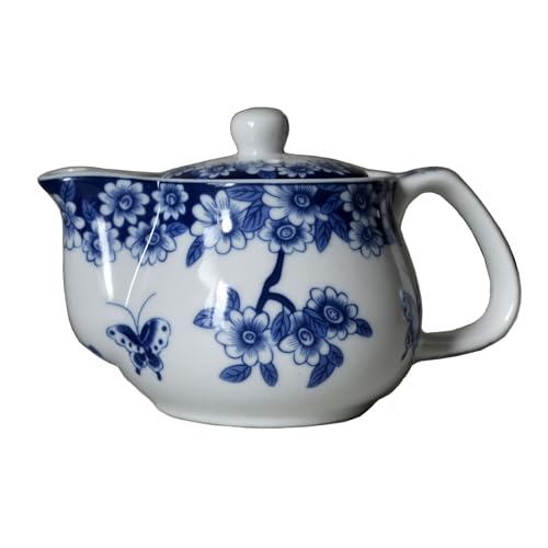 Kleine Porzellan-Teekanne, 266 ml, Teekanne mit Edelstahl-Teesieb, klassische chinesische Penoy-Blume (Liebe zum Schmetterling) von Liang baobao