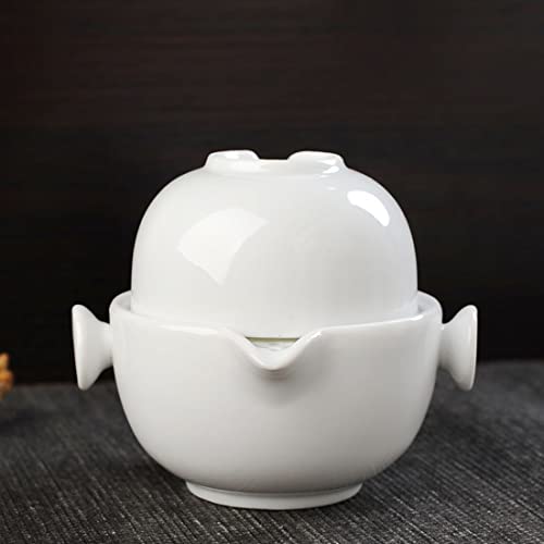 Praktische Teekanne, Tasse, Porzellan, Teetasse, weiß glasiert, Reise-Teeservice (weiß) von Liang baobao