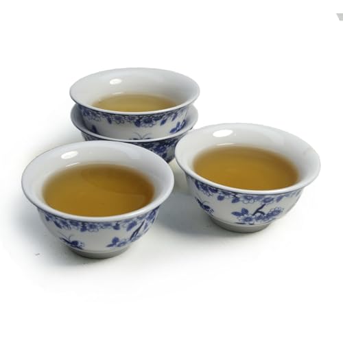 Liang baobao Traditionelle chinesische Tee-Verkostungstassen, 57 ml, weißes Porzellan, Mini-Tassen für Gongfu-Teezeremonie (Schmetterling, Liebe, Blume) von Liang baobao