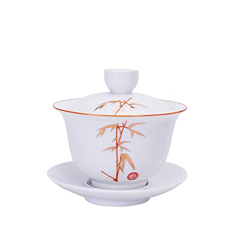 Porzellan Gaiwan 237 ml Teetasse weiß glasiert Terrine chinesische Sancai Abdeckung Schüssel Lippentasse Untertasse Set (Bambus) von Liang baobao