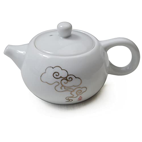 Porzellan-Teekanne, 170 ml, Teekanne, Weiß, chinesisches Gongfu-Tee-Set (verheißungsvolle Wolken) von Liang baobao