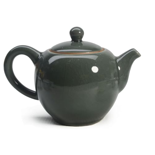 Porzellan-Teekanne, 266 ml, kleine Teekanne, chinesische Tradition, Eisriss-Glasur, Keramik-Teekessel (grün) von Liang baobao
