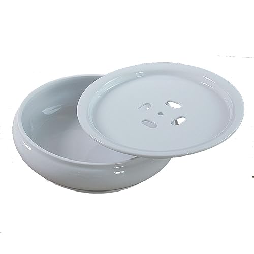 Liang baobao Teetablett aus Porzellan, doppellagiges Keramiktablett, rund, für Tee, Kaffee, Serviertisch (25,4 cm, weiß) von Liang baobao