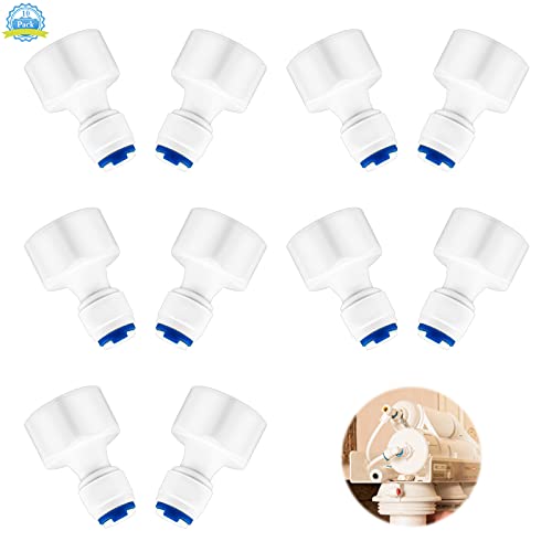 Schnellanschluss 1/4 Schlauch AD auf 1/2 Zoll 10 Stück Wasserfilter Fitting Wasser Schnellkupplung Adapter Wasserzulaufleitung Anschluss für Kühlschrank Side by Side Wasserfilter Umkehrosmose von LiangDian