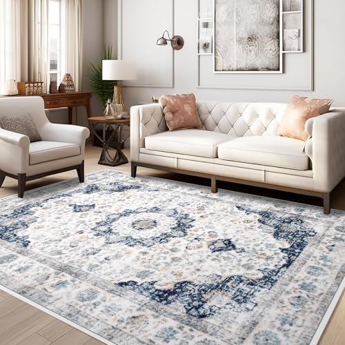 Liangding Kurzflor Teppich, 80x120 cm Teppich Modern, Wohnzimmer, Esszimmer, Vintage Design, Langlebig und Pflegeleicht, Rutschfester In & Outdoor Blau Liangding Kurzflor Teppich, 80x120 cm Teppich Modern, Wohnzimmer, Esszimmer, Vintage Design, Langlebig und Pflegeleicht, Rutschfester In & Outdoor Blau von Liangding