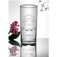 Graviertes Kindertrinkglas Schäfchen, Trinkglas, Personalisiert Mit Namen, Motiv + Schriftauswahl, Geschenk Für Kinder, Wasserglas, Saftglas von LiasWerkstatt
