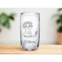 Personalisierbares Kinder-Trinkglas Mit Erdmännchen-Motiv, 3 Größen, 7 Süße Motive, Name in 27 Schriftarten, Spülmaschinenfest, Nachhaltig von LiasWerkstatt