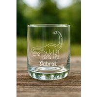 Personalisiertes Kinder-Trinkglas Mit Dinosaurier Gravur - Diplodocus & Name Geschenk Für Dino-Fans, Kinder, Geburtstag von LiasWerkstatt
