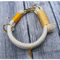 Halsband Für Hundehalsband 2 Fach Segeltau Natur Gelb Handarbeit Libapawlicious von LibaPawlicious