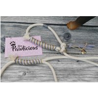 Schlupfleine Für Kleine Hunde, Showleine, 6 Mm Und Mittelgroße Hunde Handarbeit Natur Mit Beige Grau Weiß von LibaPawlicious
