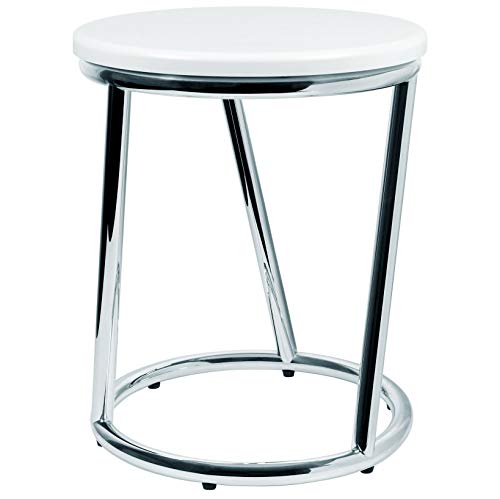 Libaro Badhocker Salina, Metall Chrom glänzend, Sitzhocker rund, Hocker weiß im Design Bar Stool Barhocker, als Küchenhocker Schemel oder Sitzbank im Flur, Toilettenhocker hoch für Erwachsene von Libaro