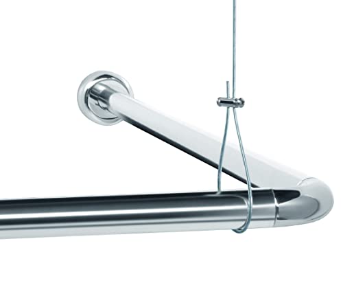Libaro Duschvorhangstange L Form und U Form - Duschstange L Form inkl. Deckenhalterung für Deckenmontage - Duschvorhangstange Ecke Winkelduschstange Badewanne - rostfrei Duschstange U Form von Libaro