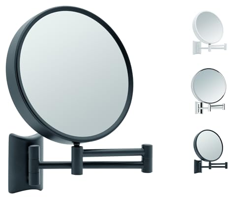 Libaro Kosmetikspiegel Imola – 360° drehbarer Schminkspiegel mit Wandmontage – doppelseitiger Rasierspiegel mit 3X & 7X Vergrößerung – ausziehbarer Badspiegel aus Metall, Ø 19 cm von Libaro