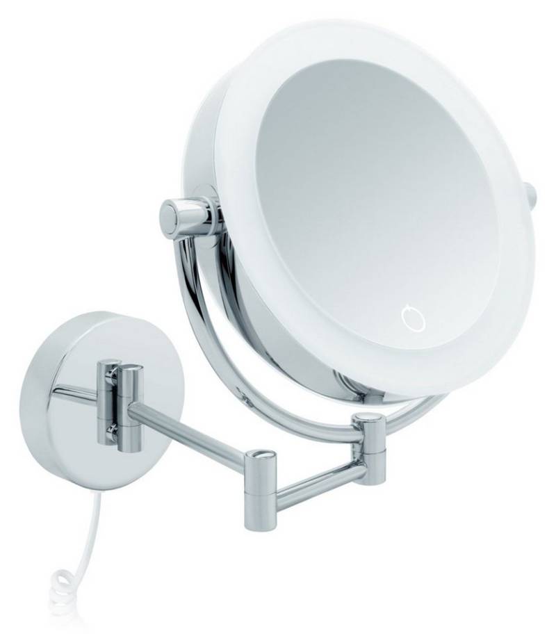 Libaro Kosmetikspiegel mit Beleuchtung und Vergrößerung TOKIO 2 seitig 5-fach / 10-fach XXL, Schminkspiegel mit Licht LED beleuchtet Wandmontage, extra groß von Libaro