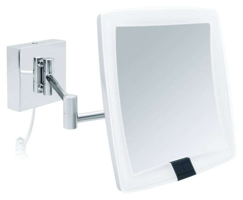 Libaro Kosmetikspiegel mit Sensor LED 5-fach Vergößerung VERONA Schminkspiegel quadratisch, Vergrößerungsspiegel 5x Bewegungssensor Wandmontage weißes Kabel Licht von Libaro