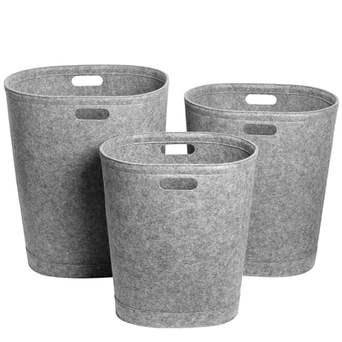 Libaro Wäschesammler 3er Set Wäschekörbe aus Filz Stapelbar 80l 60l 40l mit Griffen Anthrazit Grau abwaschbar 3 x Wäschekorb Wäschesack für Aufbewahrung im Badezimmer Aufbewahrungskorb von Libaro
