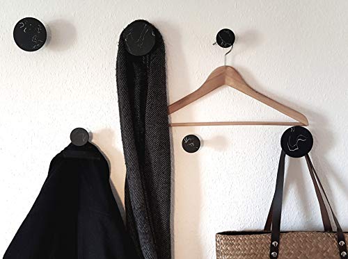 Libaro Wandhaken marmoriert 6er Set, 3 kleine und 3 große Kleiderhaken, runde dekorative Garderobenhaken (schwarz) von Libaro