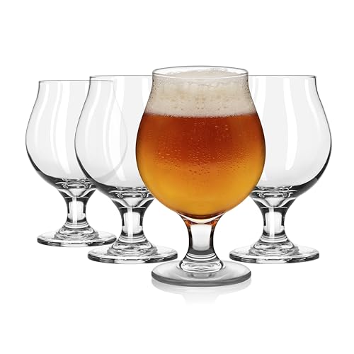 Libbey Craft Brews Klassische Belgische Biergläser, Spülmaschinenfeste Biergläser 4er Set für Belgische Ale, Tulpenbiergläser von Libbey