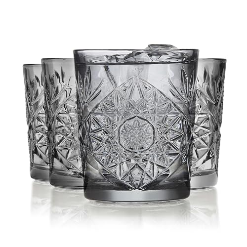 Libbey Hobstar Double Old Fashioned Gläser, 340 ml, Rauchgrau, 4 Stück von Libbey