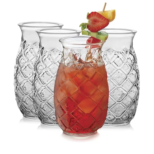 Libbey Tiki Ananasgläser Set, Tiki-Gläser für Cocktails, ideale Tiki-Bar, 4er Set von Libbey