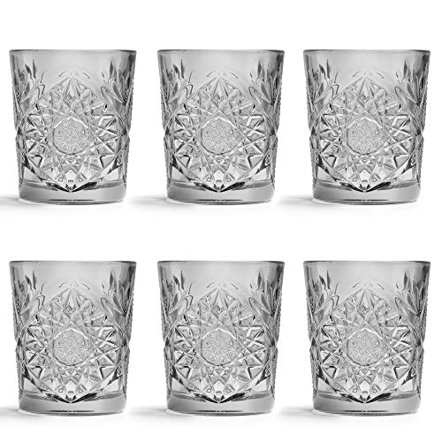 Libbey Trinkglas Hobstar Grau - 355 ml / 35,5 cl - 6 Stück - Vintage-Design - spülmaschinenfest - hohe Qualität von Libbey
