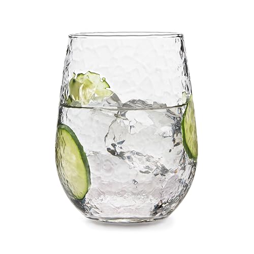 Libbey Weinglas-Set, gehämmert, ohne Stiel, 480 ml, gemeißelte runde Trinkgläser, spülmaschinenfest, Allzweck-Weingläser für Bourbons und Cocktails von Libbey