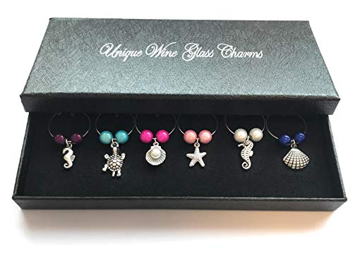 Set of 6 Handmade Sea Shore Wine Glass Charms Handmade by Libby's Market Place by Libby's Market Place von Libby's Market Place