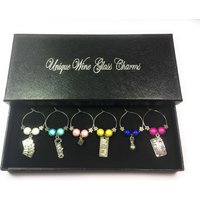 6Er Set Handgemachte Casino Weinglas Charms von LibbysMarketPlace