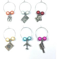 Set Aus 6 Handgefertigten Weihnachtsdesign Weinglas-Anhängern von LibbysMarketPlace