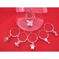 Set Von 6 Versilberten Etwas Rosa/Liebhaber Design Weinglas Charms von LibbysMarketPlace