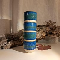 Espressotasse Oder Set "Blue Surf' Groß Und Naturschön in Blau-Grün Mit Herz | Doppelter Espresso Cortado, Beigefarbener Ton Spots von LibelluleC
