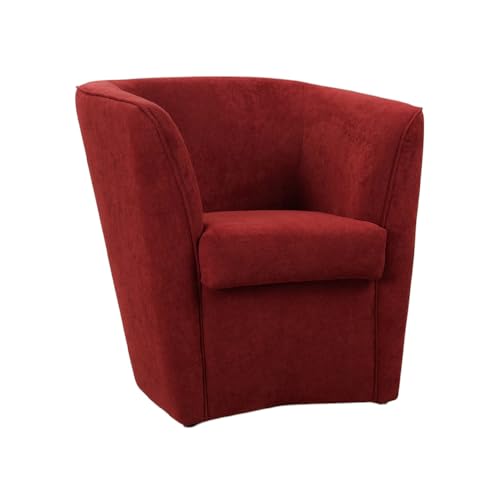 Sessel aus schmutzabweisendem Stoff, Bezug aus Holz, fertig montiert, bequem und elegant, für Schlafzimmer, Wohnzimmer, Büro, moderner Stil (Bordeaux) von Liberoshopping