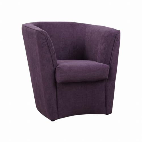 Sessel aus schmutzabweisendem Stoff, Bezug aus Holz, fertig montiert, bequem und elegant, für Schlafzimmer, Wohnzimmer, Büro, moderner Stil (Lila) von Liberoshopping