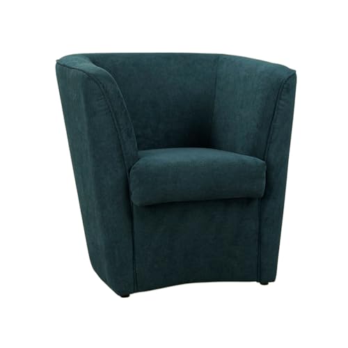 Sessel aus schmutzabweisendem Stoff, Bezug aus Holz, fertig montiert, bequem und elegant, für Schlafzimmer, Wohnzimmer, Büro, moderner Stil (Petrol) von Liberoshopping