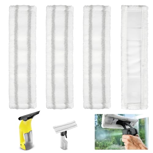 4 Stück Ersatzmikrofaser Wischbezug Kompatibel für Karcher WV1 WV2 WV5 Fenstersauger Sprühflasche Zubehör Fensterreiniger Ersatzteile von Libershine
